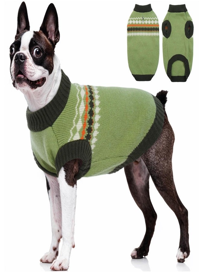 Kuoser Dog Sweater, Dog Sweaters for Medium Dogs Girl Boy, Christmas Dogs Sweater Knitwear, Warm Pet Pullover Sweatshirt Doggie Winter Clothes Apparel for French Bulldog, Boston Terrier, Green M - Image 1